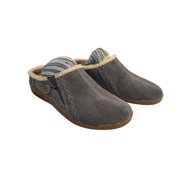Earth Origins gray suede clogs. Size 9M. Button detail. Comfort. Support. - Picture 1 of 6